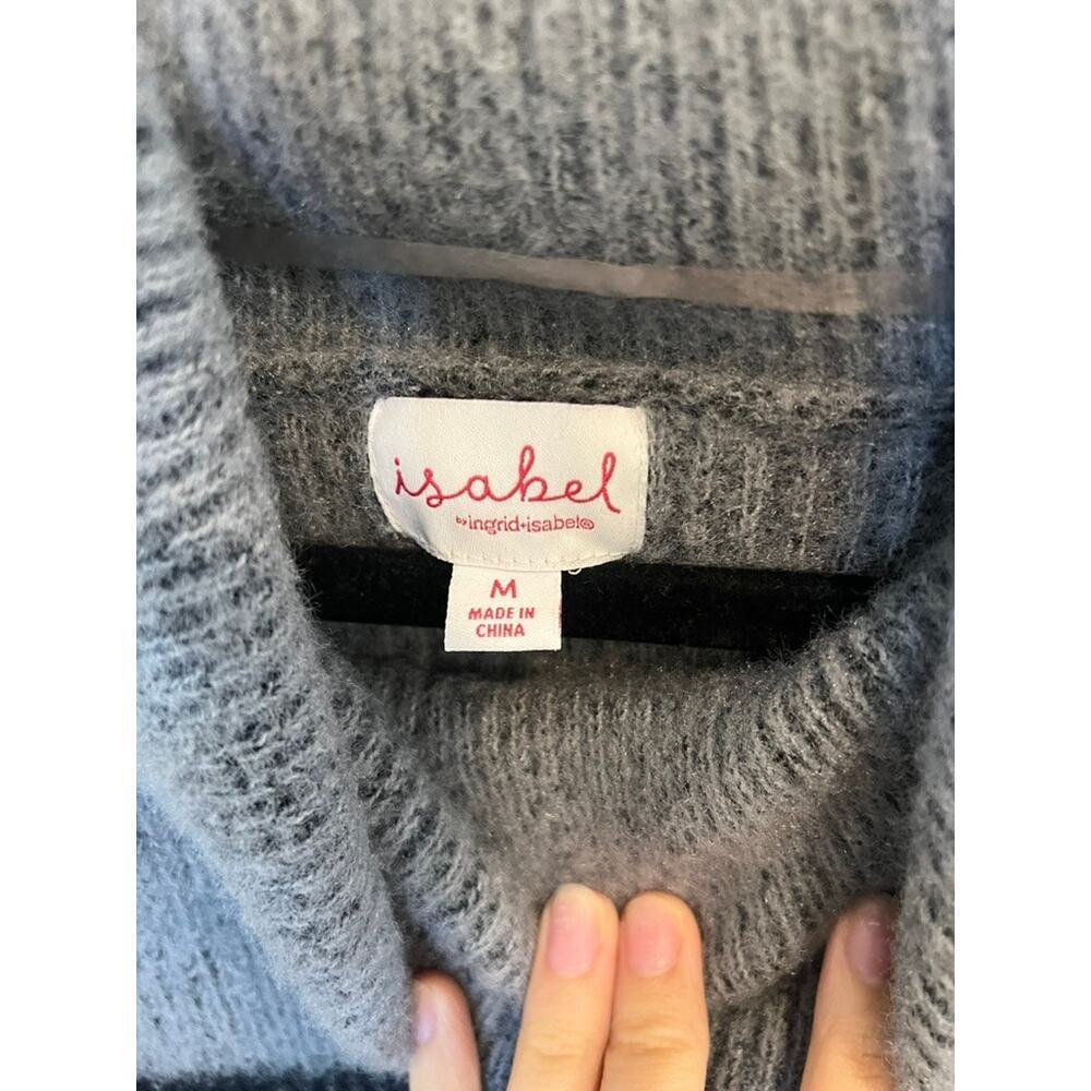 Isabel Maternity Gray Striped Cowl Neck Sweater Cozy Soft Knit Size M - Picture 7 of 8